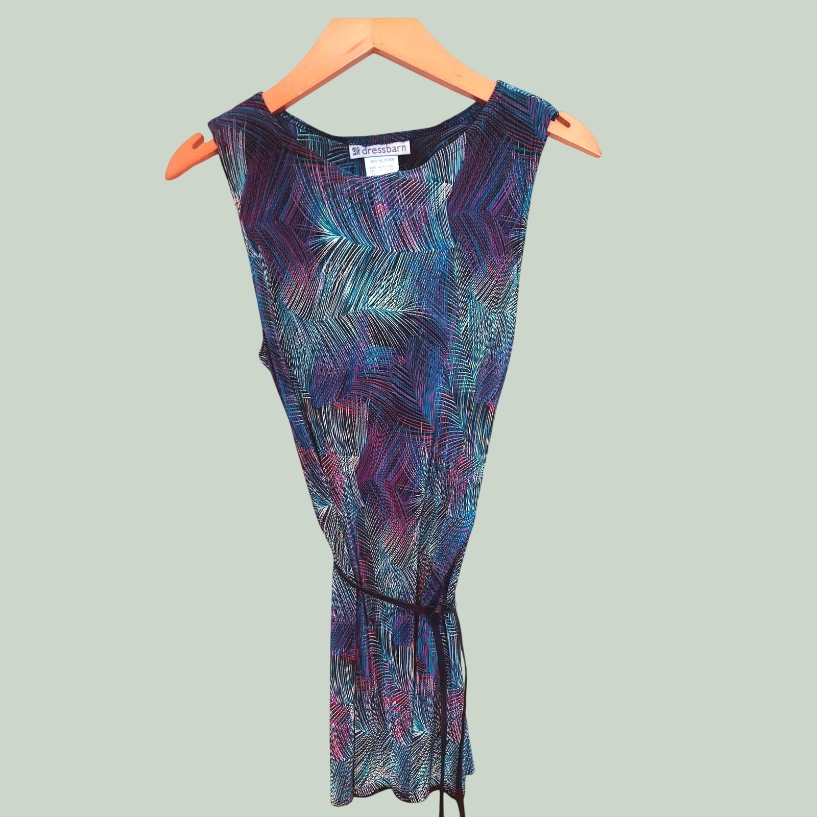 Dressbarn Womens Purple Teal Grunge Fairy Sleeveless Tie Waist Y2k Top 10